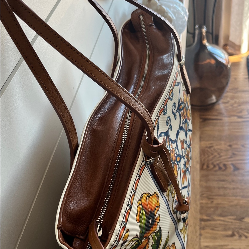 Brighton Bella Luca Coated Canvas Tote Bag with Brown Leather Straps - Picture 5 of 11